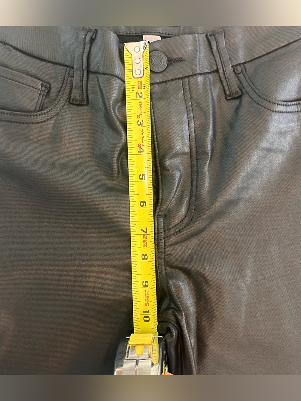 Kut from the Kloth Meg Fab AB Wide Leg Black Faux Leather Jeans, Size 2 - Picture 6 of 7